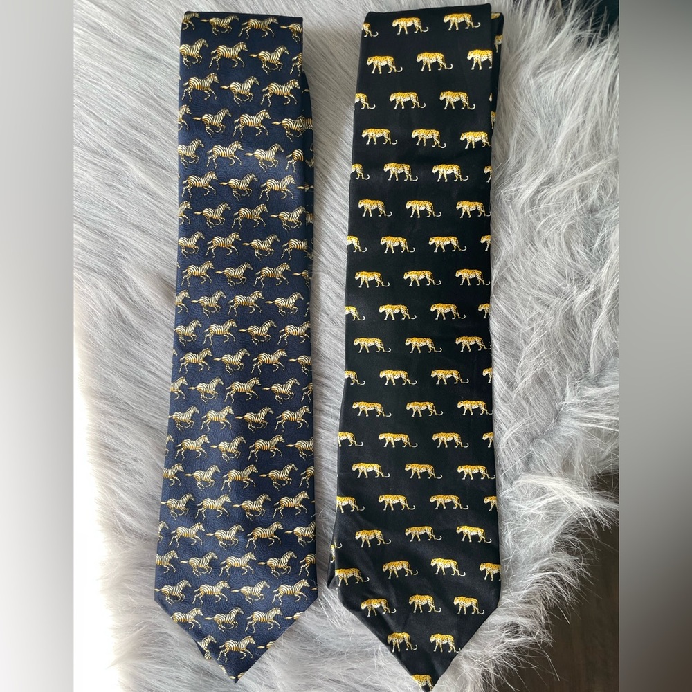 Two Into Africa animal print ties.